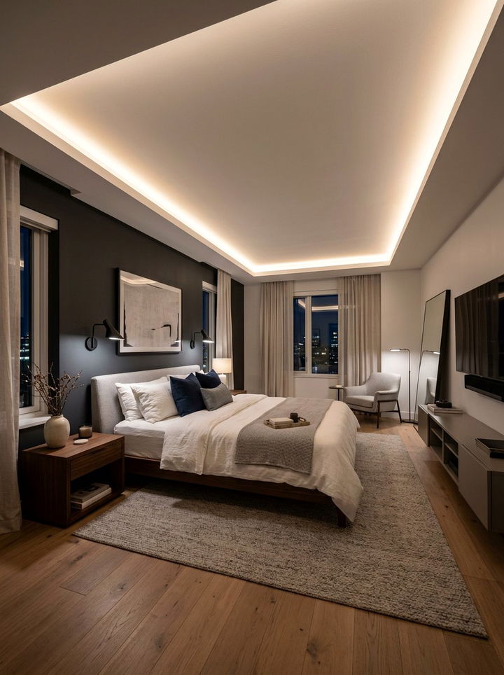 Peripheral Cove Lighting - 30 bedroom false ceiling designs