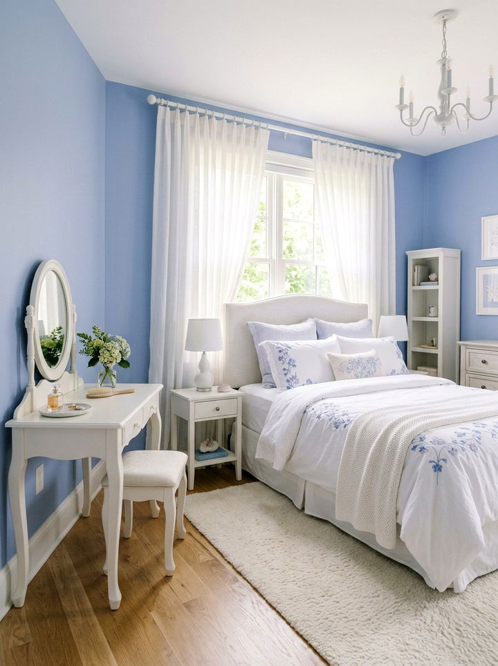 Periwinkle Blue Bedroom - 30 blue and white bedroom ideas