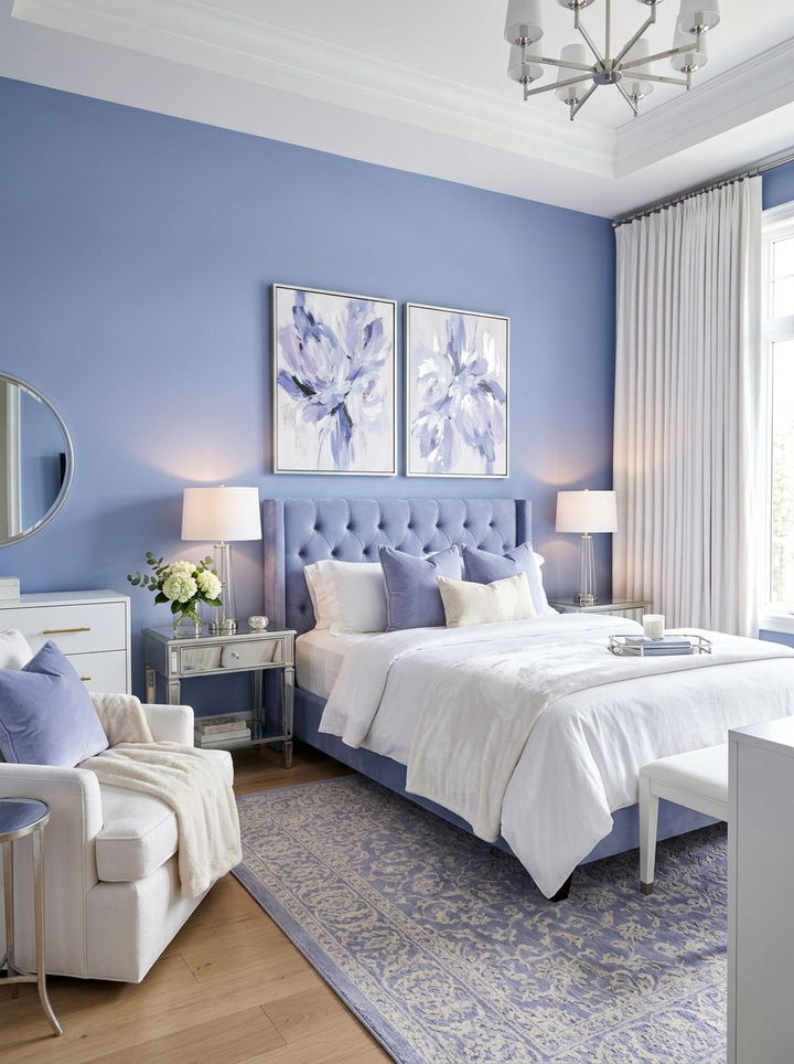 Periwinkle Blue Feminine Bedroom - 30 modern blue bedroom ideas