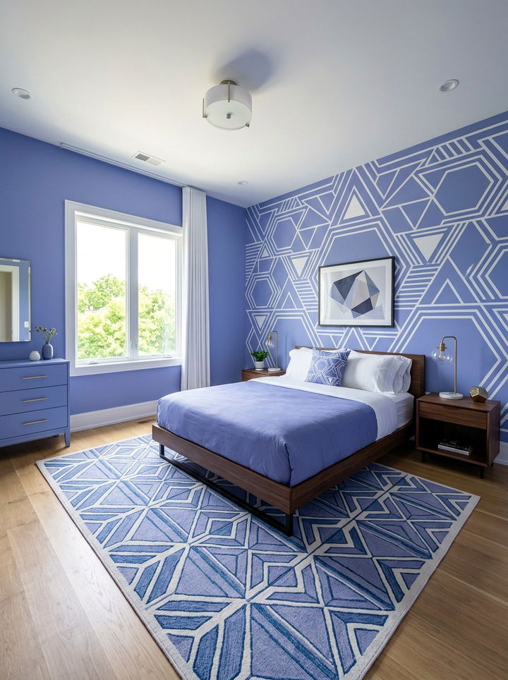 Periwinkle Geometric Pattern - 30 periwinkle bedroom ideas