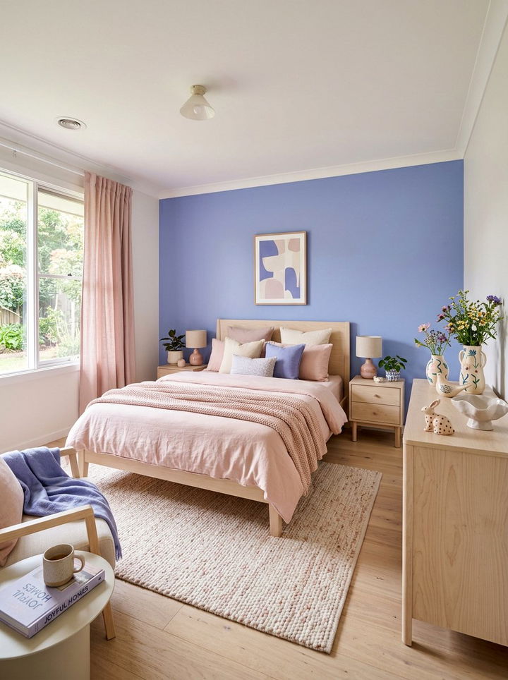 Periwinkle and blush bedroom - 30 pink and blue bedroom color combo