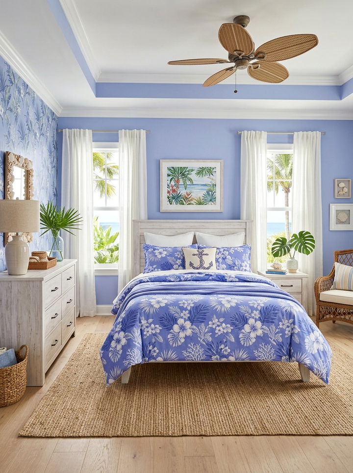 Periwinkle tropical bedroom - 30 tropical bedroom color ideas