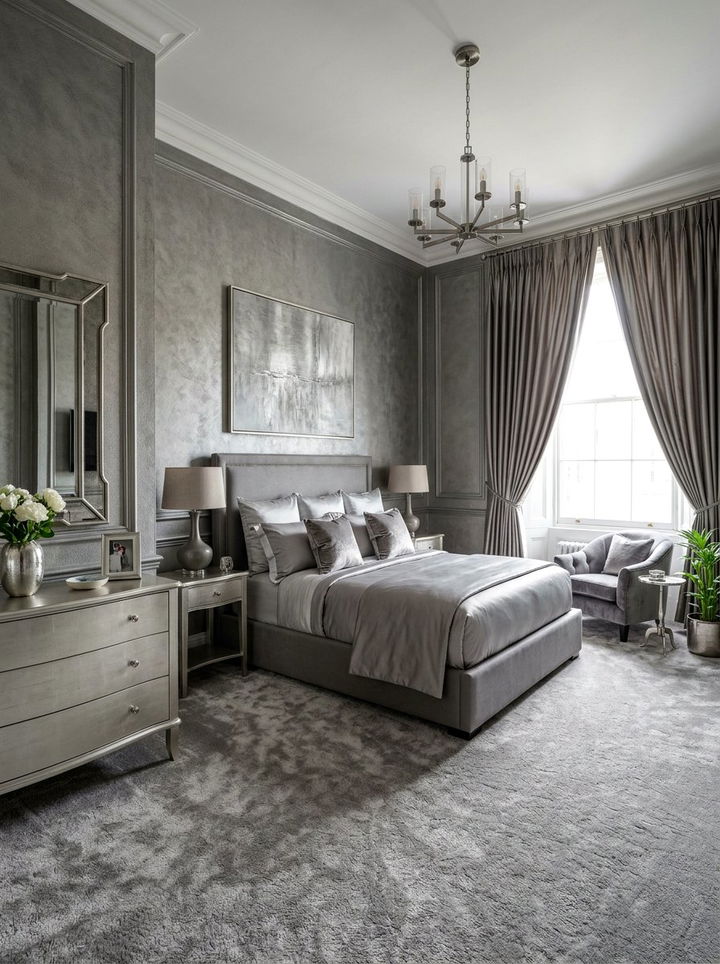 Pewter Bedroom - 30 moody bedroom color ideas