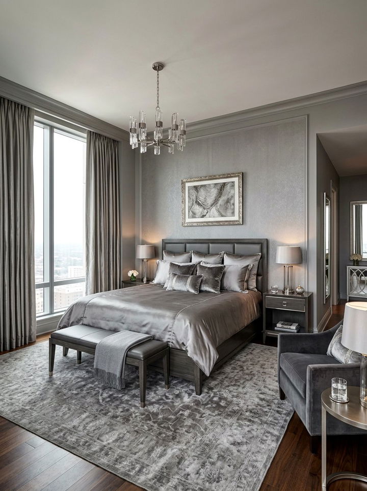 Pewter Elegant Bedroom - 30 monochromatic bedroom ideas