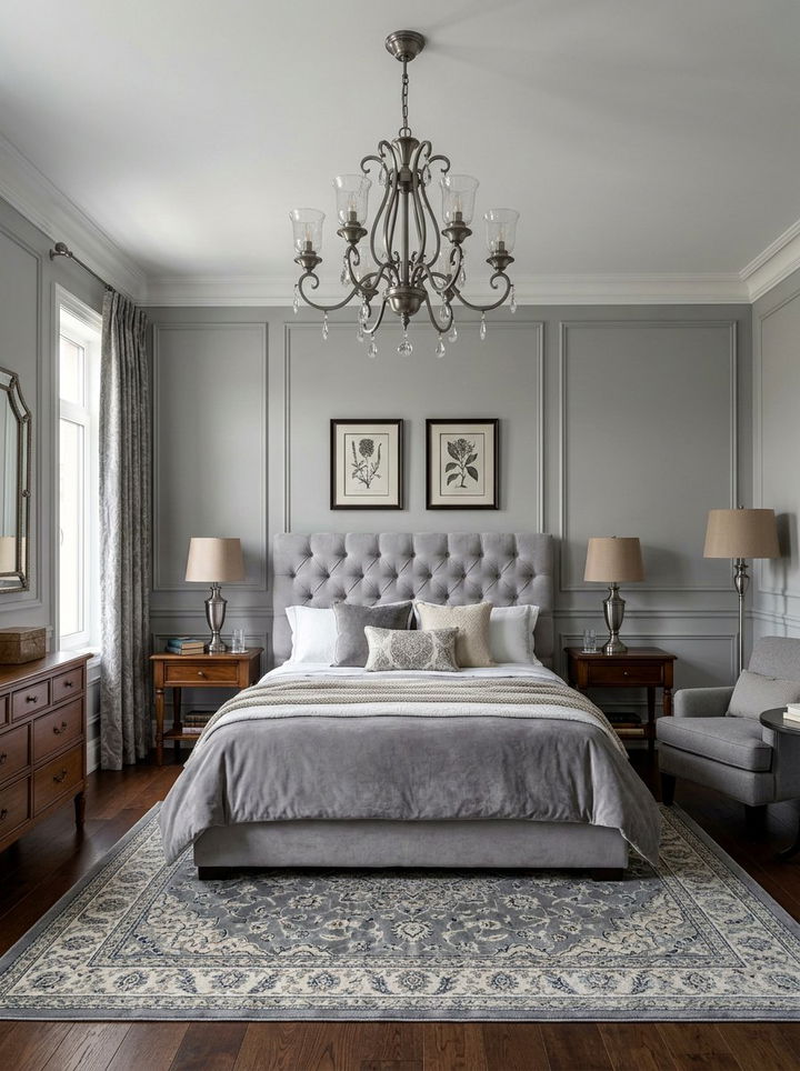 Pewter grey bedroom lighting - 30 traditional grey bedroom ideas