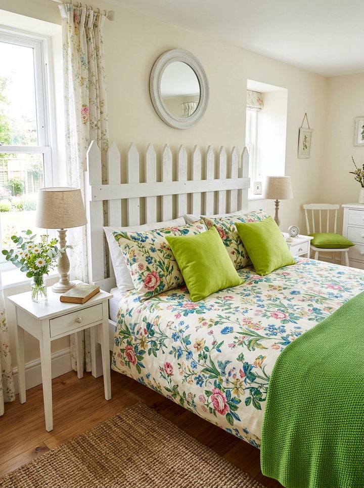 Picket Fence Headboard Bedroom - 30 repurposed bedroom ideas
