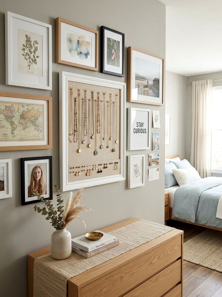 Picture Frame Jewelry Holder - 30 bedroom jewelry storage ideas