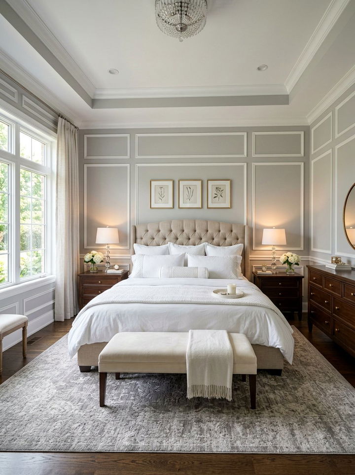 Picture Frame Molding - 30 bedroom wall texture ideas