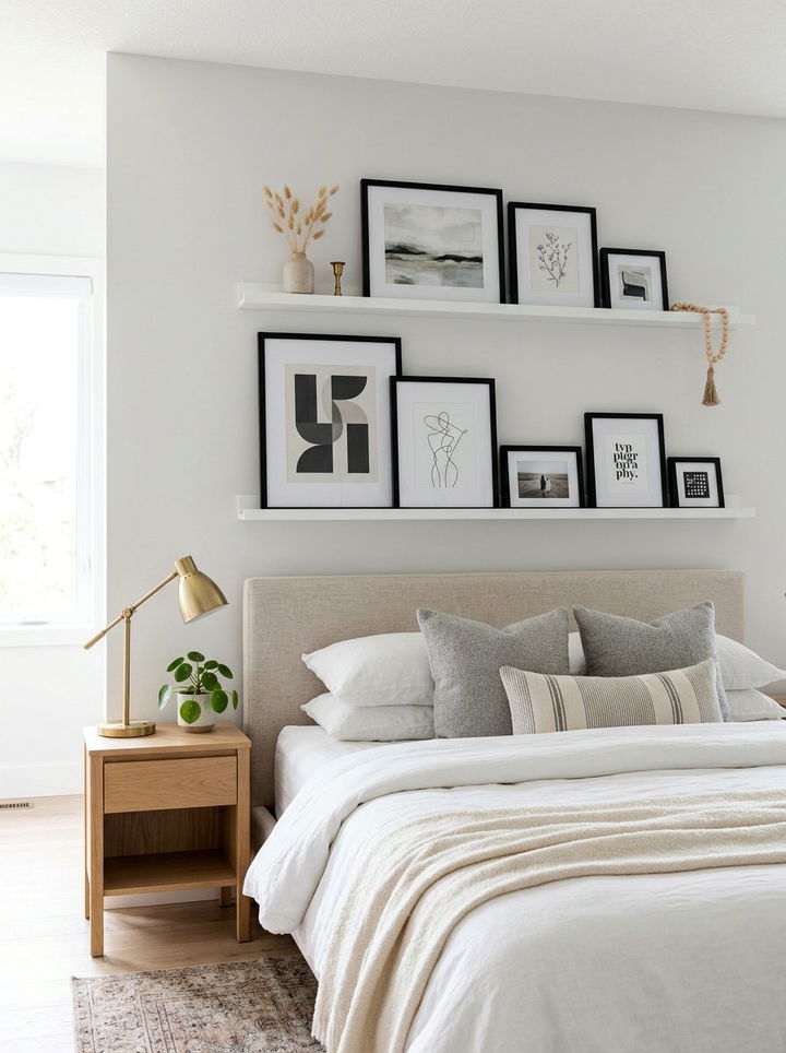 Picture Ledge Display Shelf - 30 bedroom overhead storage ideas