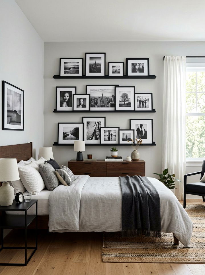 Picture Ledge Display - 30 bedroom vertical storage ideas