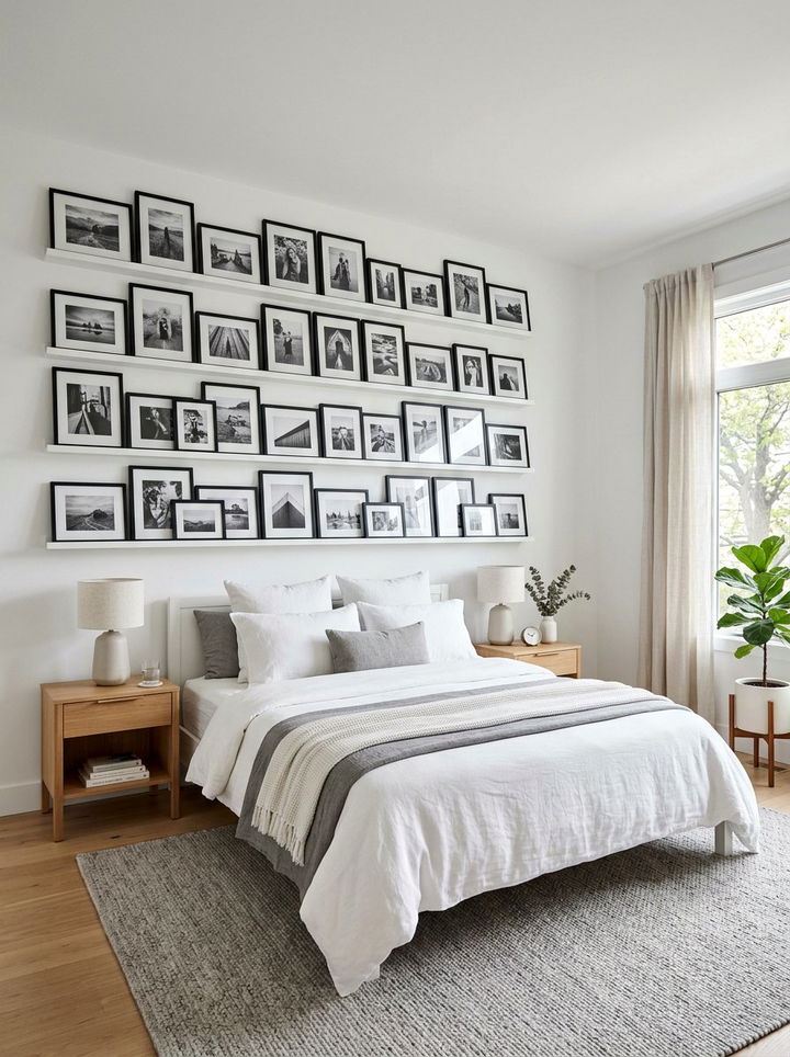 Picture Ledge Wall - 30 bedroom shelving ideas