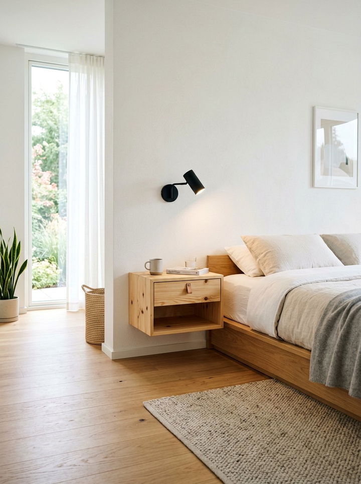 Pine Floating Nightstand - 30 bedroom pine furniture ideas