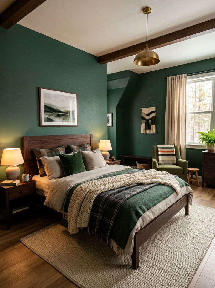 Pine Green Cozy Bedroom - 30 bedroom green walls