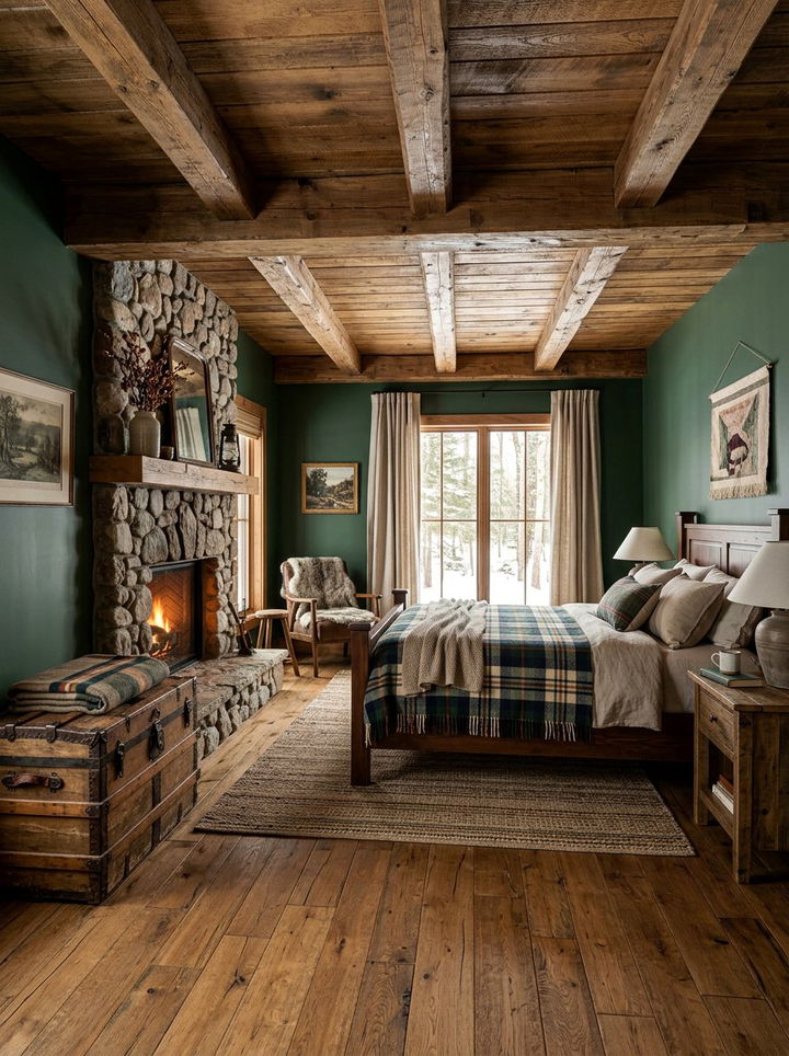 Pine Green Rustic Bedroom - 30 green bedroom decor ideas