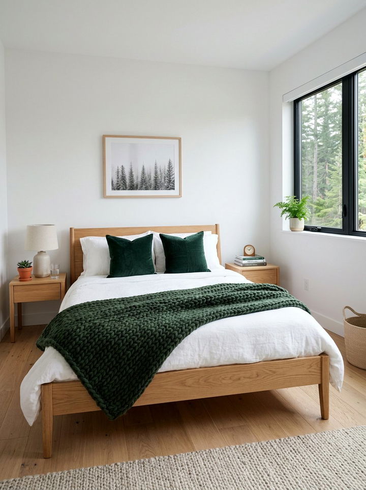 Pine Needle Green Accents - 30 forest bedroom ideas