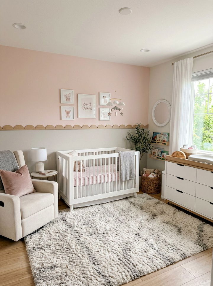 Pink And Gray Nursery Wall - 30 bedroom two tone walls
