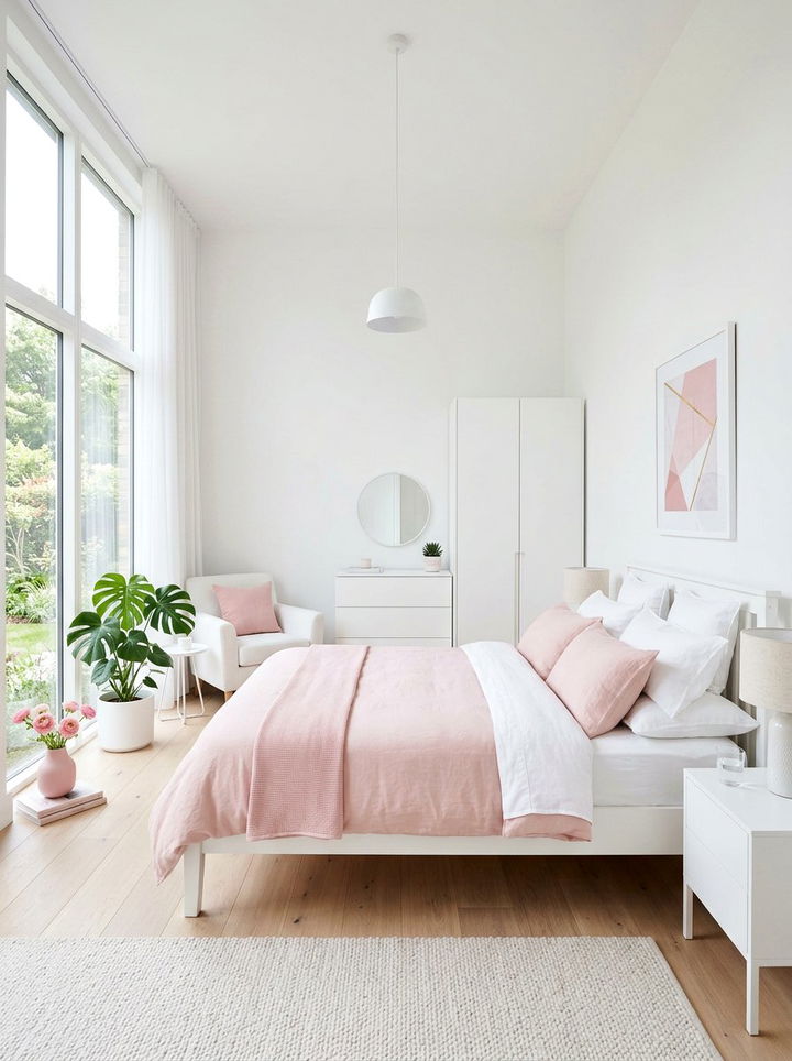 Pink And White Minimalist Room - 30 millennial pink bedroom ideas
