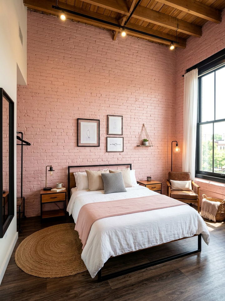 Pink Brick Wall Bedroom - 30 millennial pink bedroom ideas