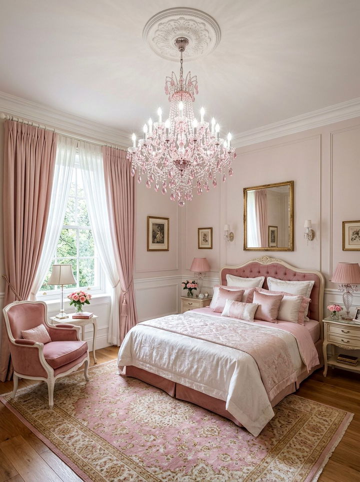 Pink Chandelier Bedroom - 30 pastel pink bedroom ideas