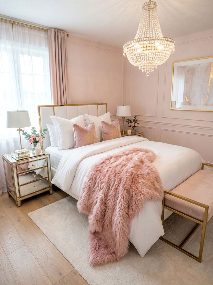 Pink Faux Fur Throw - 30 bedroom faux fur throws