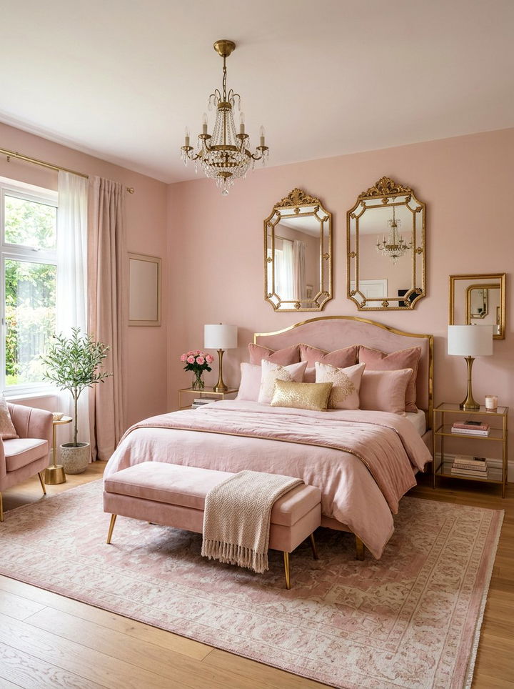 Pink Gold Bedroom - 30 gold accent bedroom ideas