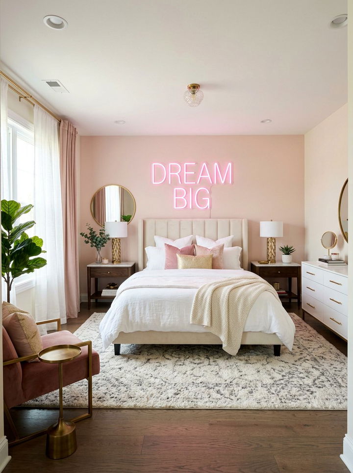 Pink Neon Sign Decor - 30 neon color bedroom ideas