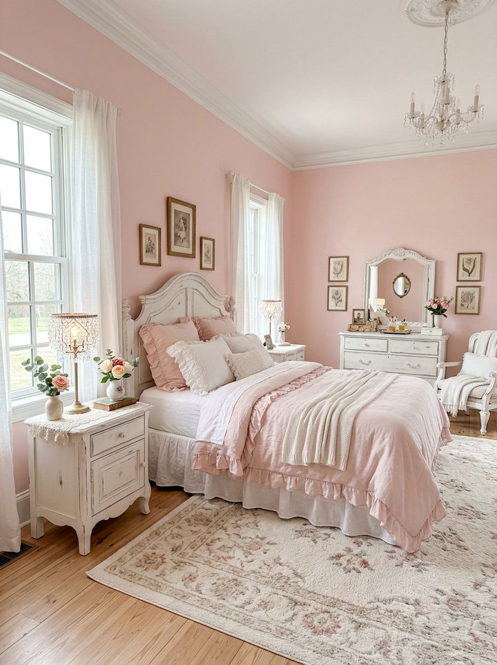Pink Pastel Walls - 30 shabby chic bedroom ideas