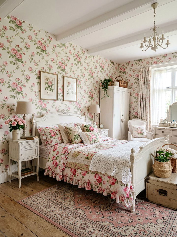 Pink Rose Wallpaper - 30 bedroom botanical wallpapers