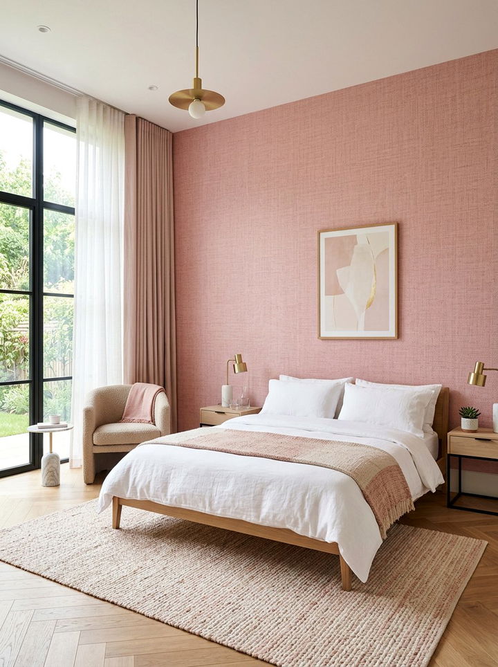 Pink Textured Wallpaper Bedroom - 30 pastel pink bedroom ideas