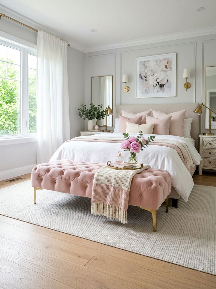 Pink Upholstered Bench - 30 bedroom upholstered benches