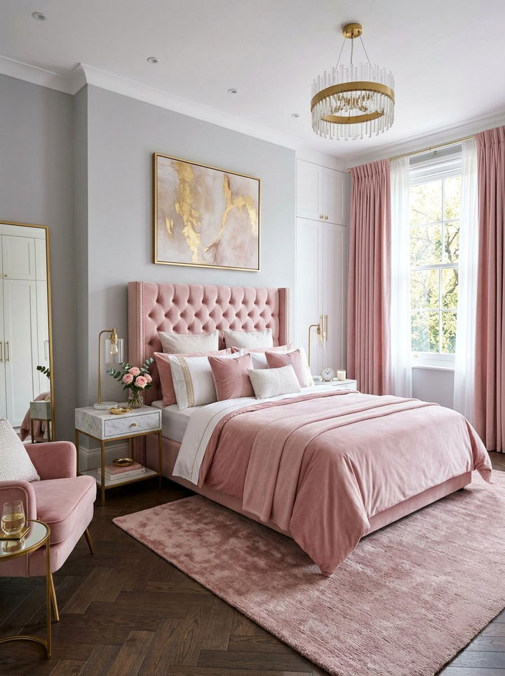 Pink Velvet Bedroom - 30 pink bedroom ideas