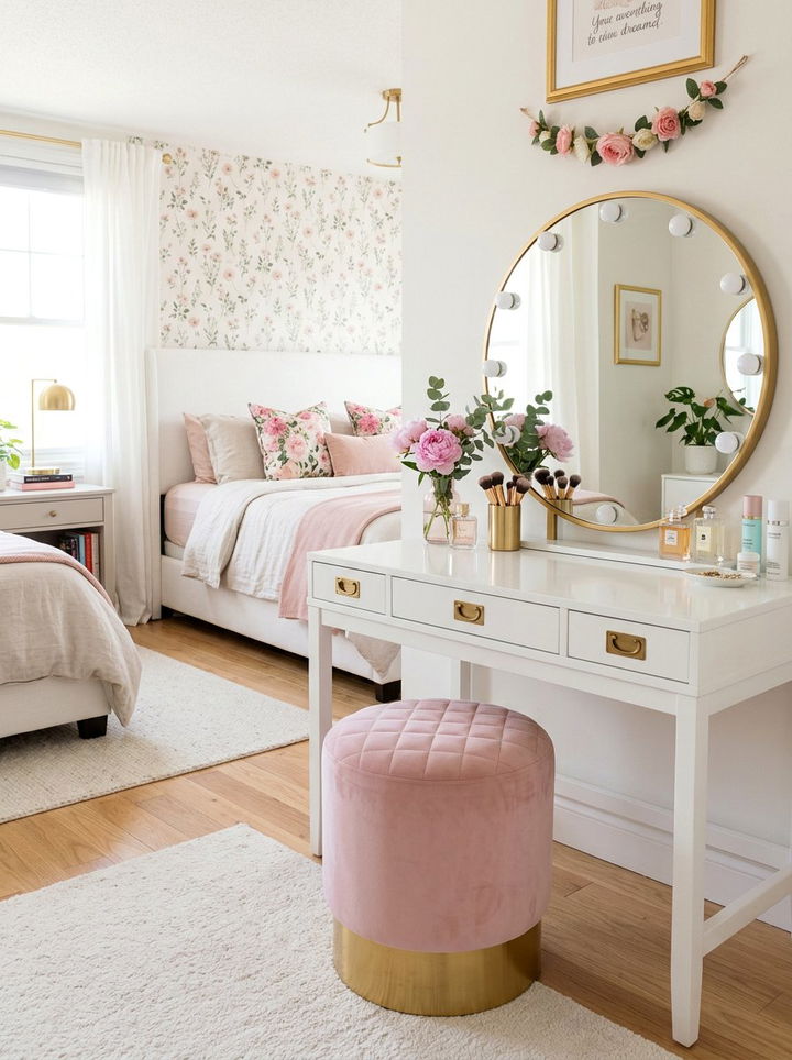 Pink Velvet Stool - 30 bedroom stools