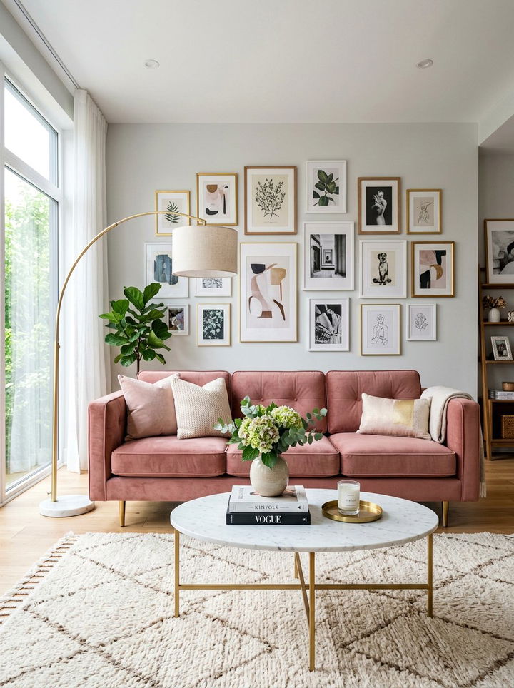 Pink Velvet Studio Sofa - 30 bedroom sofa bed ideas