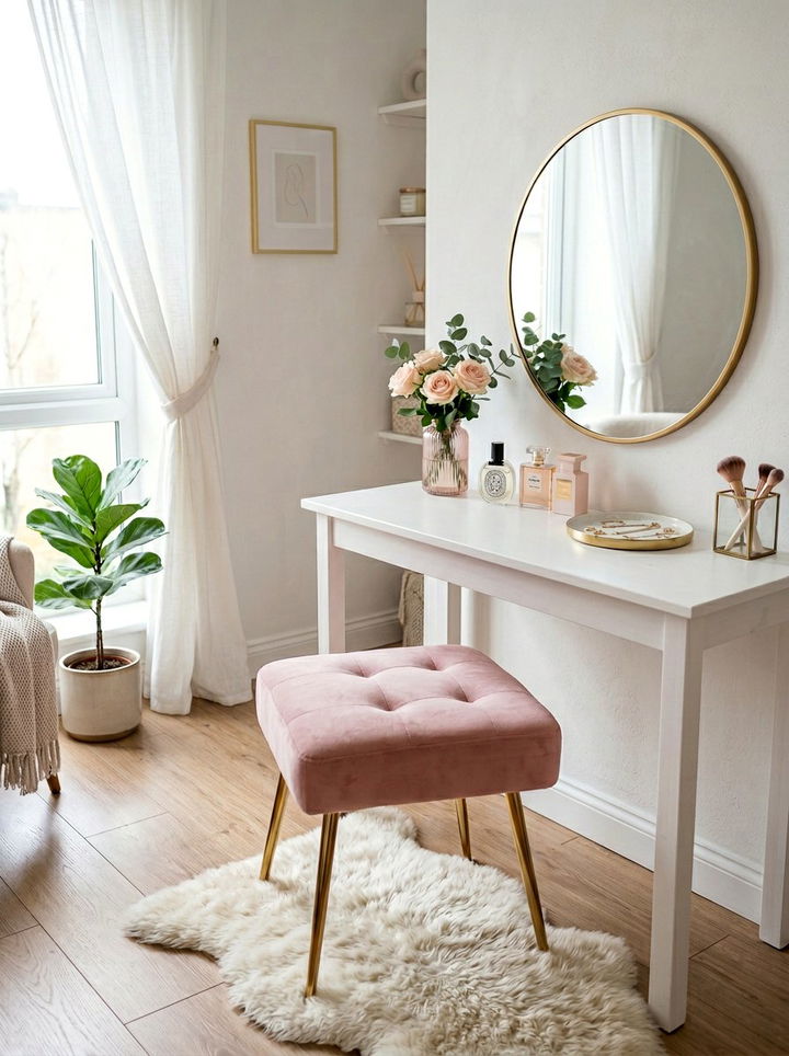 Pink Velvet Vanity Stool - 30 bedroom vanity tables