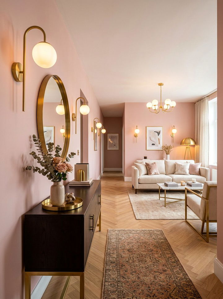 Pink Walls Brass Light Fixtures - 30 bedroom dusty pink walls