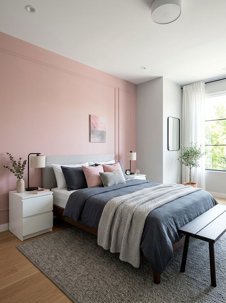 Pink Walls Gray Bedding - 30 bedroom dusty pink walls