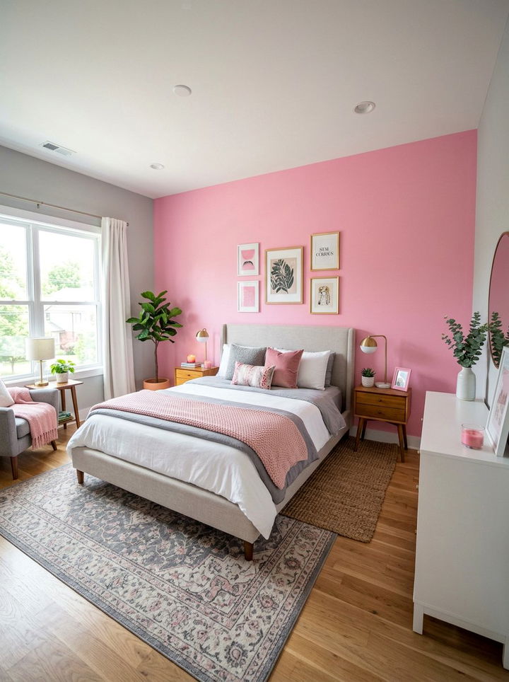 Pink accent wall bedroom - 30 bubblegum pink bedroom ideas