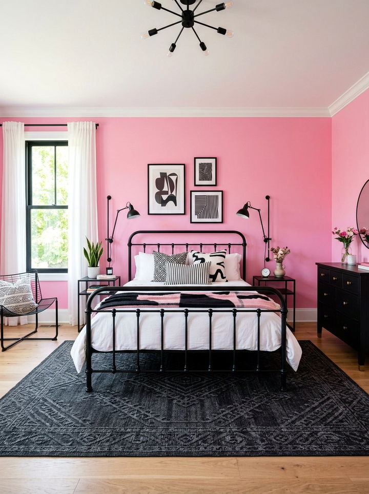 Pink and black bedroom - 30 bubblegum pink bedroom ideas