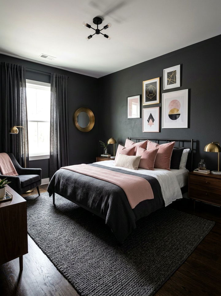 Pink and charcoal bedroom - 30 pale pink bedroom ideas
