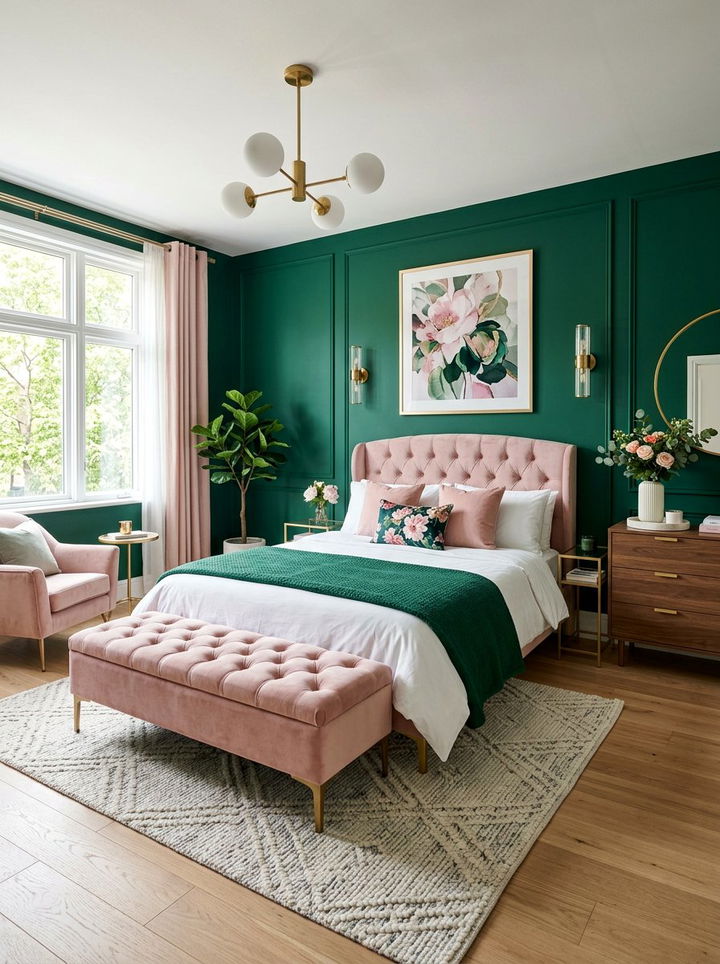 Pink and emerald green bedroom - 30 emerald green bedroom ideas