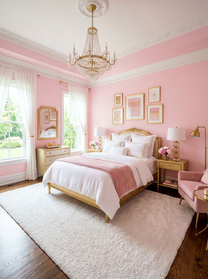 Pink and gold bedroom - 30 bubblegum pink bedroom ideas
