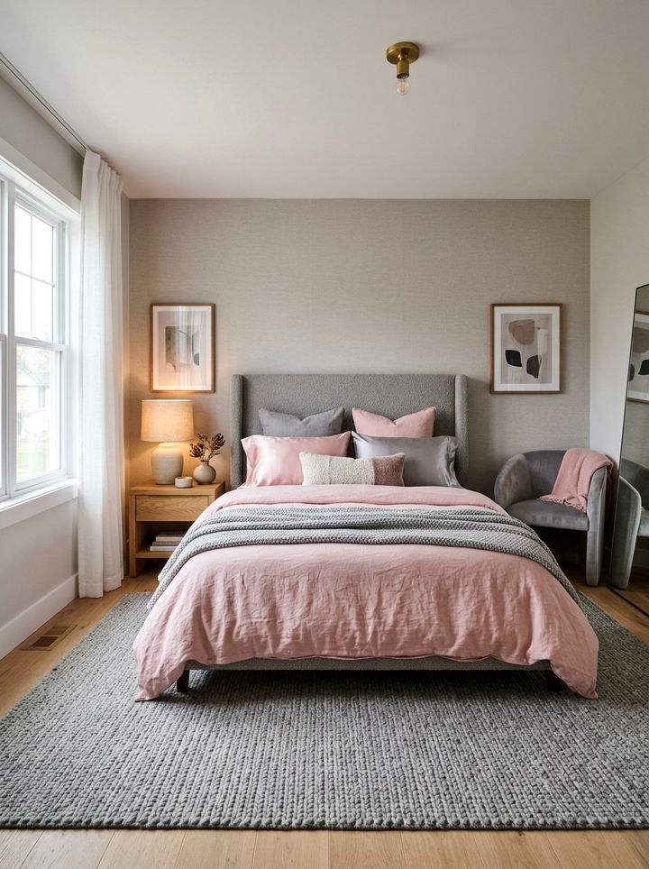 Pink and gray textured bedroom - 30 pink and gray bedroom ideas