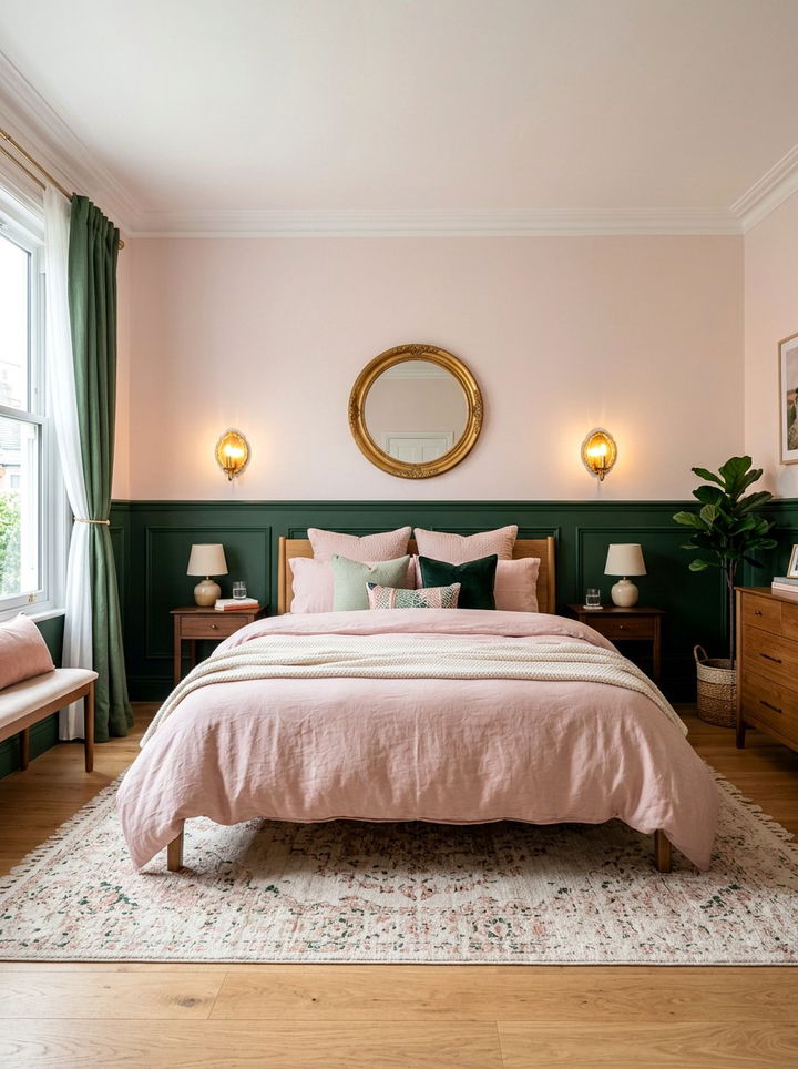 Pink and green bedroom walls - 30 color block bedroom ideas