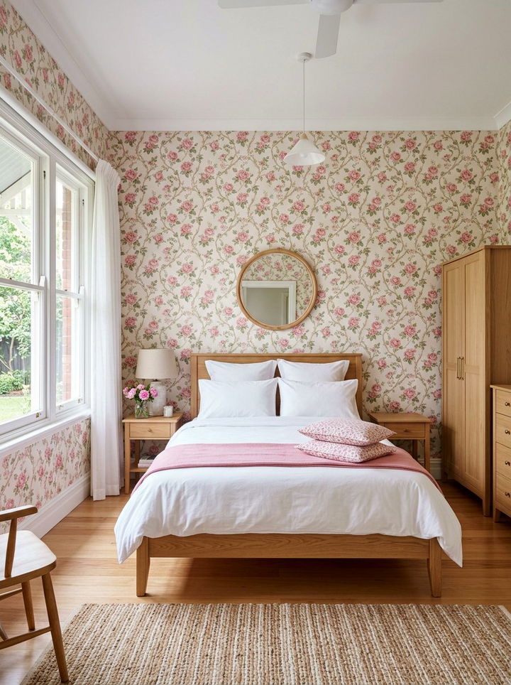 Pink and white floral bedroom - 30 pink and white bedroom ideas