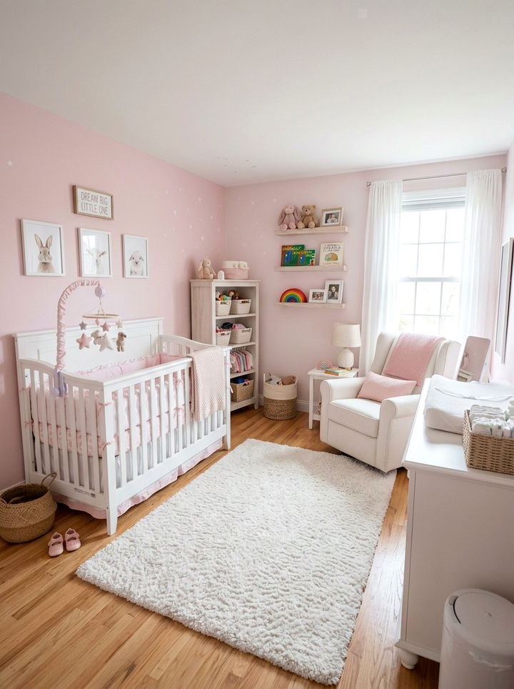 Pink and white nursery room - 30 pink and white bedroom ideas