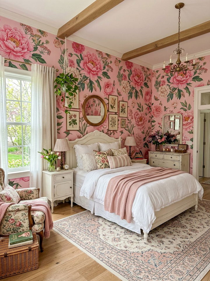 Pink floral bedroom - 30 bubblegum pink bedroom ideas