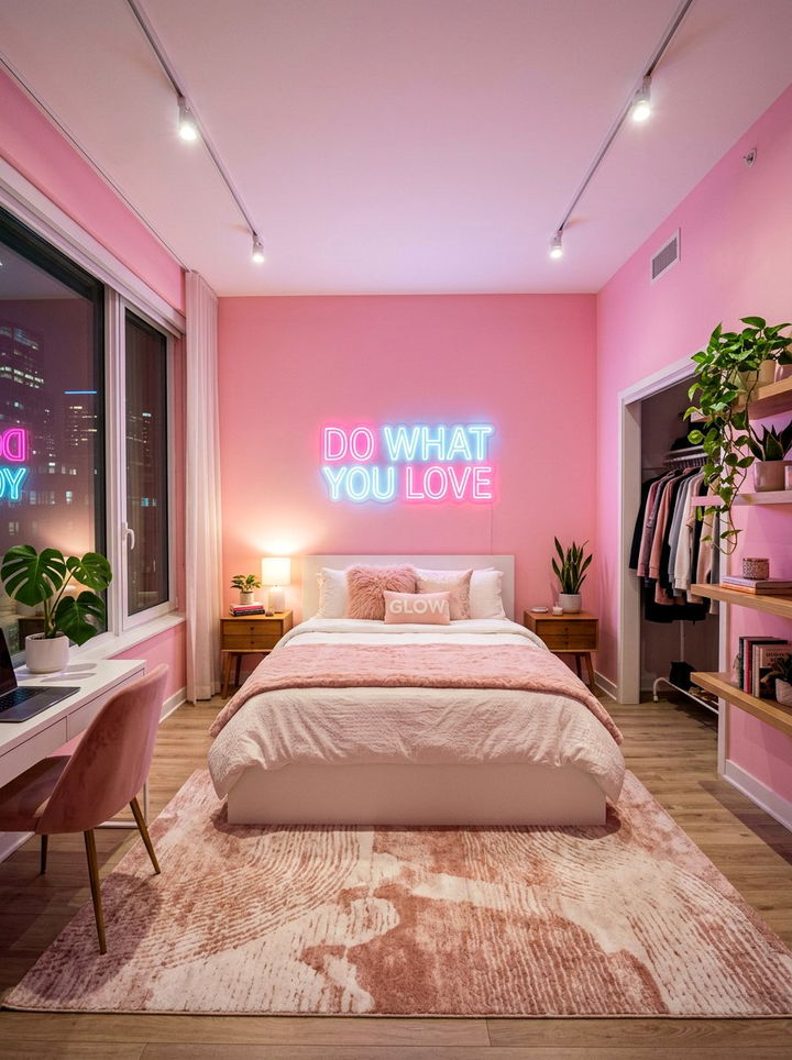 Pink neon bedroom - 30 bubblegum pink bedroom ideas