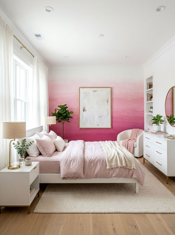 Pink ombre paint - 30 princess bedroom ideas
