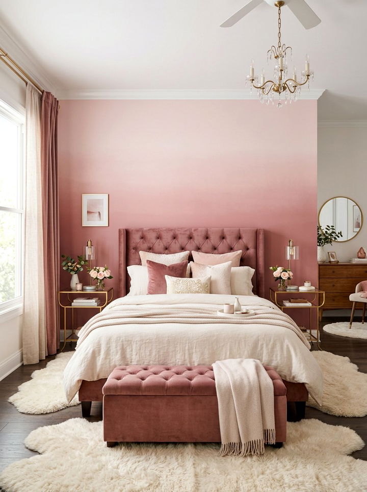 Pink ombre wall bedroom - 30 bedroom ombre wall ideas