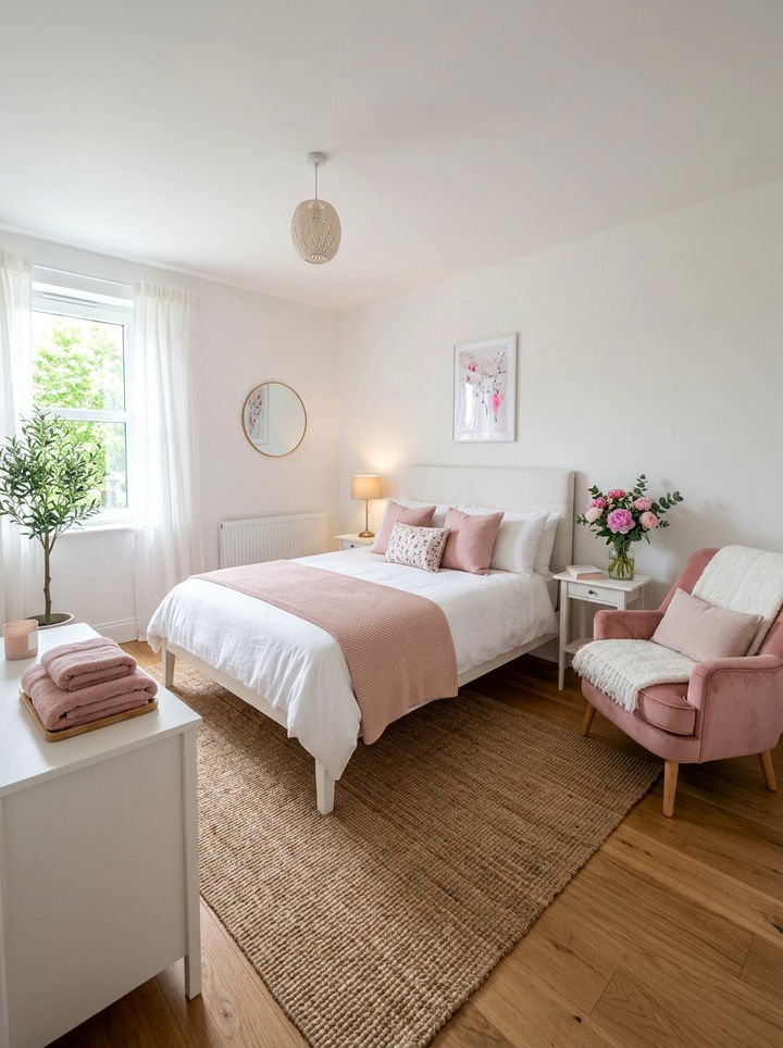 Pink white guest bedroom decor - 30 pinkish white bedroom ideas